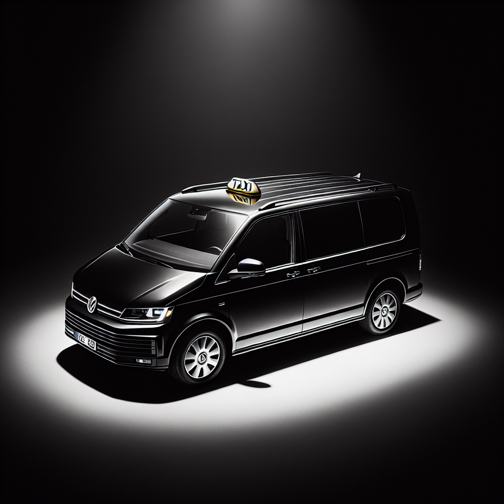 Modern van for passenger transportation on a mountain road